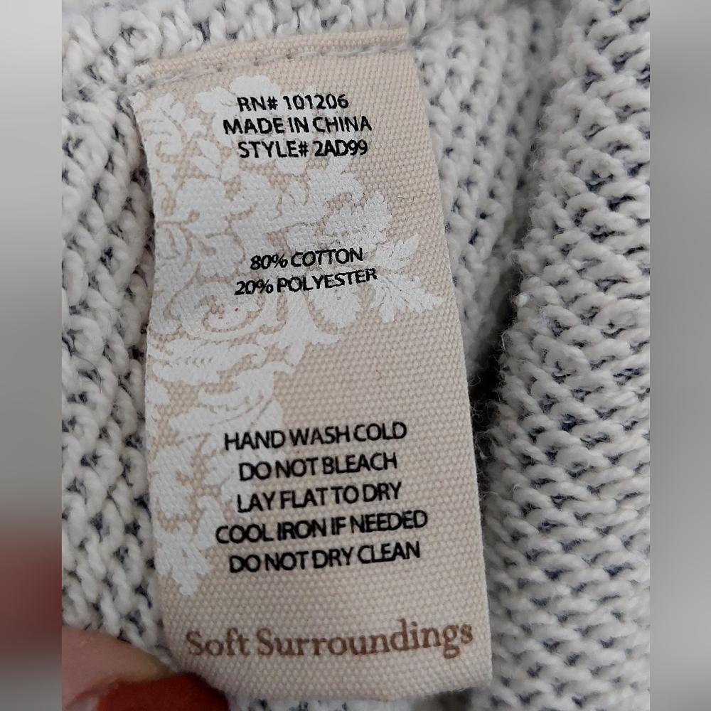 Soft Surroundings Women's Size Large Extra Cardigan Sweater Gray White Lagenlook - Picture 5 of 8